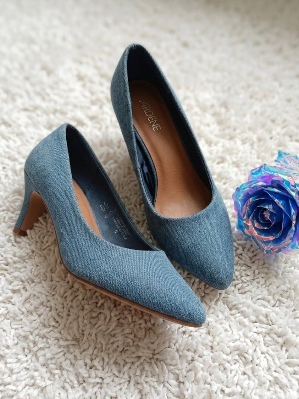 Ardene Light Denim Pointed-Toe Low 3" Heel Pumps - Size 6